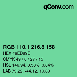 カラーコード: RGB 110.1 216.8 158 | qconv.com