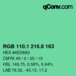 カラーコード: RGB 110.1 216.8 163 | qconv.com