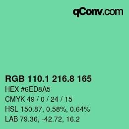 カラーコード: RGB 110.1 216.8 165 | qconv.com