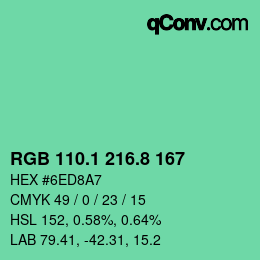 カラーコード: RGB 110.1 216.8 167 | qconv.com