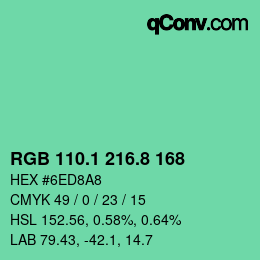 カラーコード: RGB 110.1 216.8 168 | qconv.com