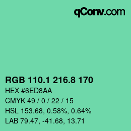カラーコード: RGB 110.1 216.8 170 | qconv.com