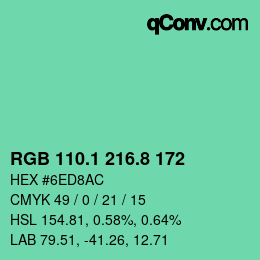 カラーコード: RGB 110.1 216.8 172 | qconv.com
