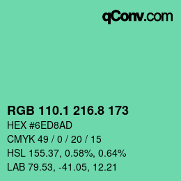 カラーコード: RGB 110.1 216.8 173 | qconv.com