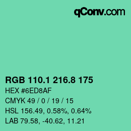 カラーコード: RGB 110.1 216.8 175 | qconv.com