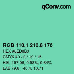 カラーコード: RGB 110.1 216.8 176 | qconv.com