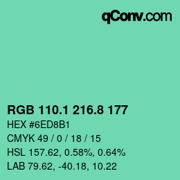 カラーコード: RGB 110.1 216.8 177 | qconv.com