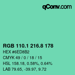 カラーコード: RGB 110.1 216.8 178 | qconv.com