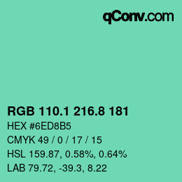 カラーコード: RGB 110.1 216.8 181 | qconv.com