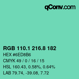 カラーコード: RGB 110.1 216.8 182 | qconv.com