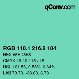 カラーコード: RGB 110.1 216.8 184 | qconv.com