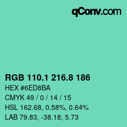 カラーコード: RGB 110.1 216.8 186 | qconv.com