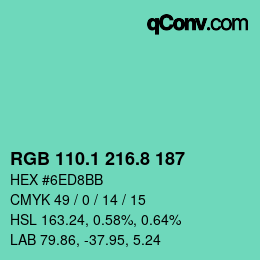 Código de color: RGB 110.1 216.8 187 | qconv.com