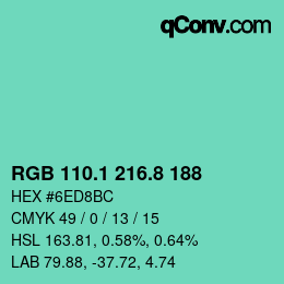 カラーコード: RGB 110.1 216.8 188 | qconv.com