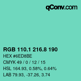 カラーコード: RGB 110.1 216.8 190 | qconv.com