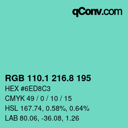 カラーコード: RGB 110.1 216.8 195 | qconv.com