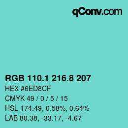 Código de color: RGB 110.1 216.8 207 | qconv.com