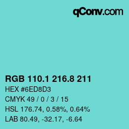 Color code: RGB 110.1 216.8 211 | qconv.com