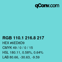 Color code: RGB 110.1 216.8 217 | qconv.com