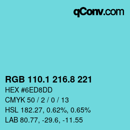 Code couleur: RGB 110.1 216.8 221 | qconv.com