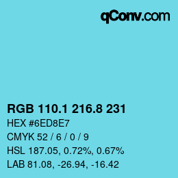 Color code: RGB 110.1 216.8 231 | qconv.com