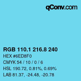 Color code: RGB 110.1 216.8 240 | qconv.com