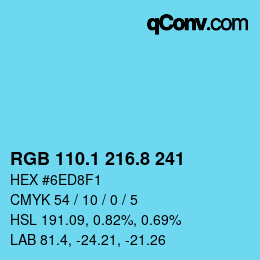 Farbcode: RGB 110.1 216.8 241 | qconv.com
