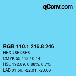 颜色代码: RGB 110.1 216.8 246 | qconv.com