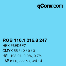 Code couleur: RGB 110.1 216.8 247 | qconv.com