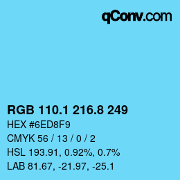 Código de color: RGB 110.1 216.8 249 | qconv.com