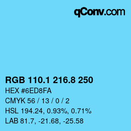 Color code: RGB 110.1 216.8 250 | qconv.com