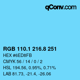カラーコード: RGB 110.1 216.8 251 | qconv.com