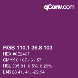カラーコード: RGB 110.1 36.8 103 | qconv.com