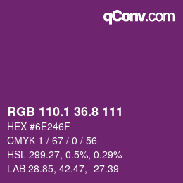 カラーコード: RGB 110.1 36.8 111 | qconv.com