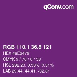 カラーコード: RGB 110.1 36.8 121 | qconv.com