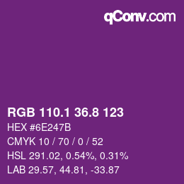 カラーコード: RGB 110.1 36.8 123 | qconv.com