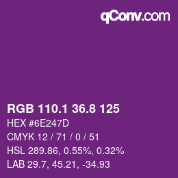 カラーコード: RGB 110.1 36.8 125 | qconv.com