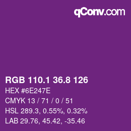 カラーコード: RGB 110.1 36.8 126 | qconv.com