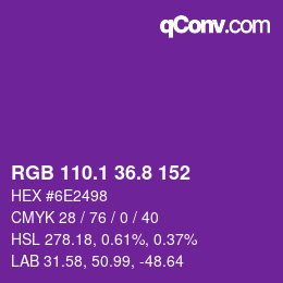 Color code: RGB 110.1 36.8 152 | qconv.com