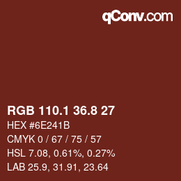 カラーコード: RGB 110.1 36.8 27 | qconv.com