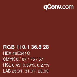 Color code: RGB 110.1 36.8 28 | qconv.com