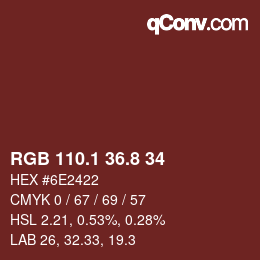 Farbcode: RGB 110.1 36.8 34 | qconv.com