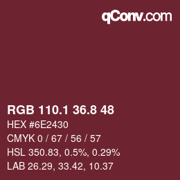 Color code: RGB 110.1 36.8 48 | qconv.com