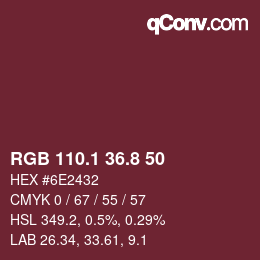 カラーコード: RGB 110.1 36.8 50 | qconv.com