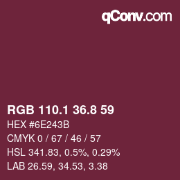 カラーコード: RGB 110.1 36.8 59 | qconv.com