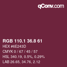 カラーコード: RGB 110.1 36.8 61 | qconv.com