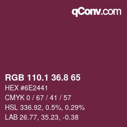 カラーコード: RGB 110.1 36.8 65 | qconv.com