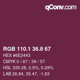 カラーコード: RGB 110.1 36.8 67 | qconv.com