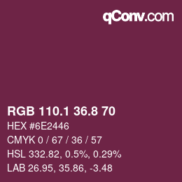 カラーコード: RGB 110.1 36.8 70 | qconv.com