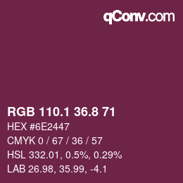 カラーコード: RGB 110.1 36.8 71 | qconv.com